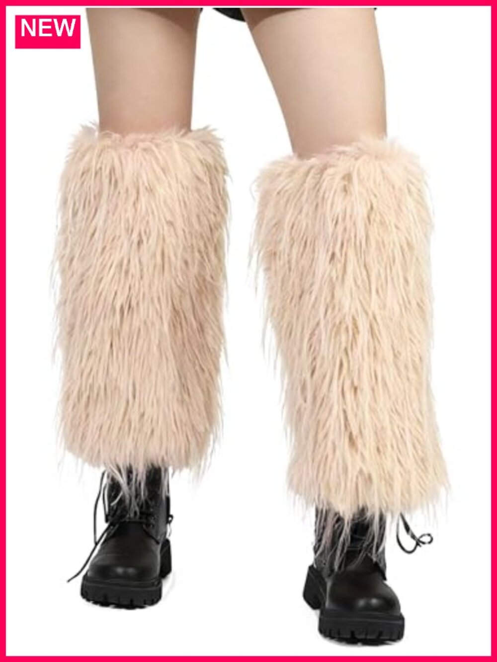 Faux Fur Leg Warmers Long Furry Boot Cuffs Winter Socks for Women